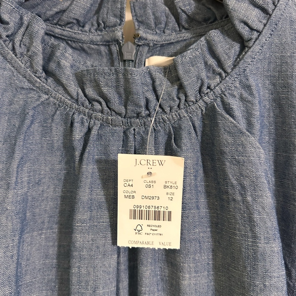 J. Crew Chambray Ruffle Dress